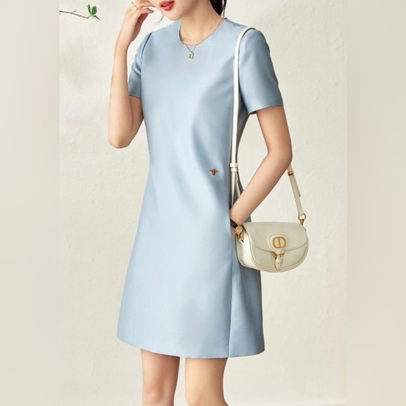 Lana Del Rey: Blue Silk and Wool Sheath Mini Dress - Picture 5 of 9